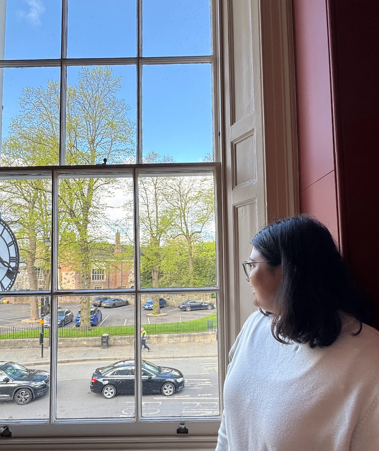 Drashti Nakrani looking out to Kings Manor | Volunteer Placement | York Conservation Trust