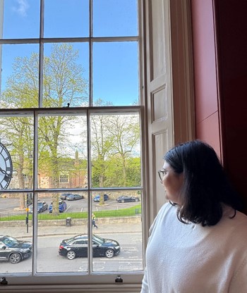 Drashti Nakrani looking out to Kings Manor | Volunteer Placement | York Conservation Trust