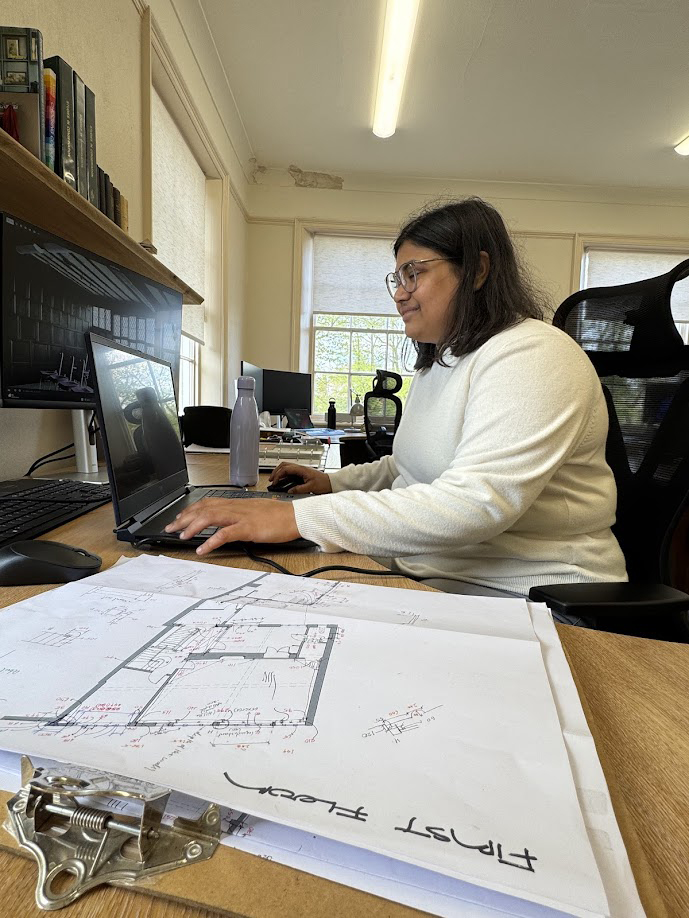 Drashti Nakrani working on CAD | Volunteer Placement | York Conservation Trust