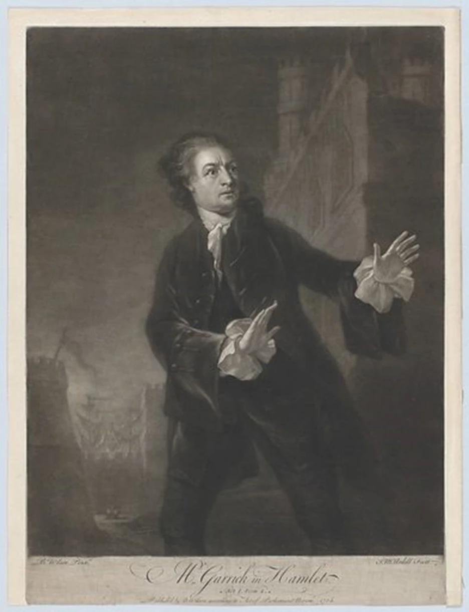 David Garrick in Hamlet, November 1754 | James McArdell engraver, Irish (1729–1765); after Benjamin Wilson, artist