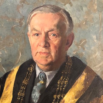 Dr John Bowes Morrell portrait by Henry Marvell Carr c. 1951